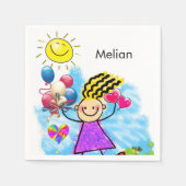 Serviette En Papier Papier, Soleil Balloons Coeurs (Devant)