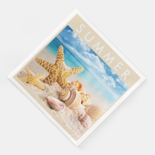 Serviette En Papier Papier Starfish and Seashells (Coin)