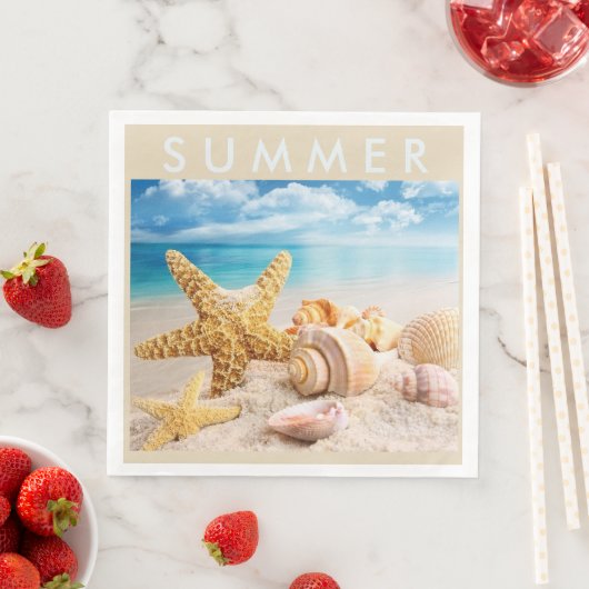 Serviette En Papier Papier Starfish and Seashells (En situation)