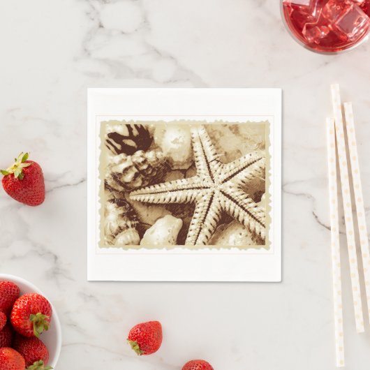 Serviette En Papier Papier Starfish and Seashells (En situation)