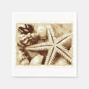 Serviette En Papier Papier Starfish and Seashells