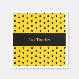 Serviette En Papier Papier sur mesure à points Polka jaune et noir
