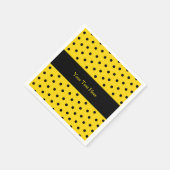 Serviette En Papier Papier sur mesure à points Polka jaune et noir (Coin)