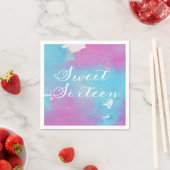 Serviette En Papier Papier Sweet sixteen d'aquarelle (En situation)