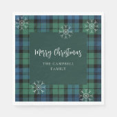 Serviette En Papier Papier Tartan bleu bleu bleu vert de script plaid (Devant)