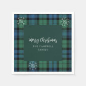 Serviette En Papier Papier Tartan Campbell Snowflakes Script Plaid (Devant)