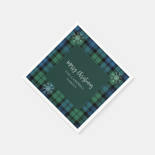 Serviette En Papier Papier Tartan Campbell Snowflakes Script Plaid (Coin)