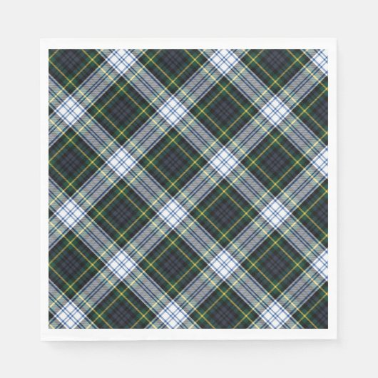 Serviette En Papier Papier Tartan Vert blanc Clan Rustique Plaid Gordo (Devant)