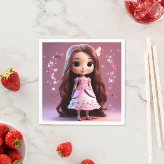 Serviette En Papier Papier tatouage caricature fille mignonne (En situation)