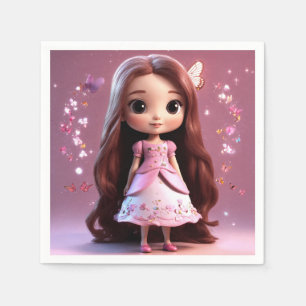 Serviette En Papier Papier tatouage caricature fille mignonne