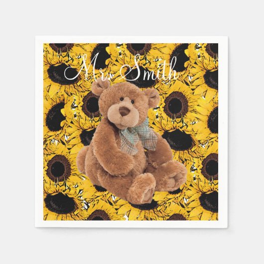 Serviette En Papier Papier Teddy Teddy Tournesol (Devant)