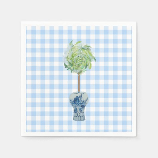 Serviette En Papier Papier topique En vichy bleu (Devant)