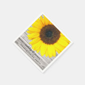 Serviette En Papier Papier Tournesol à texture de bois rustique (Coin)