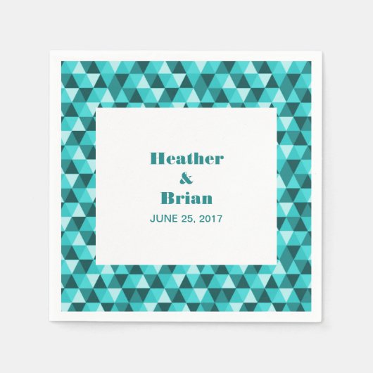 Serviette En Papier Papier triangles géométriques turquoises (Devant)