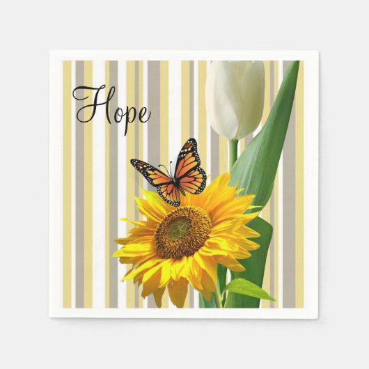 Serviette En Papier Papier Tulipe blanc Tulipe de tournesol (Devant)