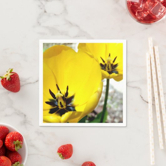 Serviette En Papier Papier Tulipe Jaune (En situation)