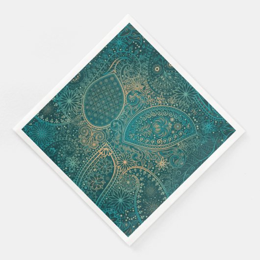 Serviette En Papier Papier turquoise ethnique Napkin (Coin)