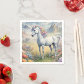 Serviette En Papier Papier Unicorne Napkin (En situation)