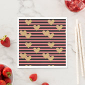 Serviette En Papier Papier Valentin rose et noir (En situation)