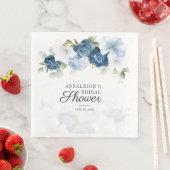 Serviette En Papier Papier vert à Fête des mariées florale bleu poussi (En situation)