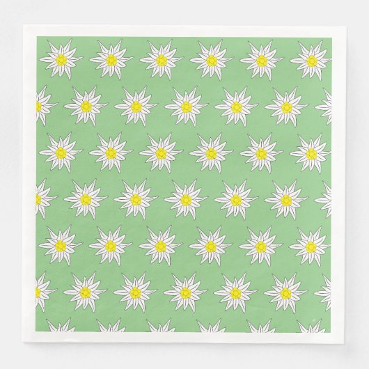 Serviette En Papier Papier vert clair serviettes avec Edelweiss Motif (Devant)