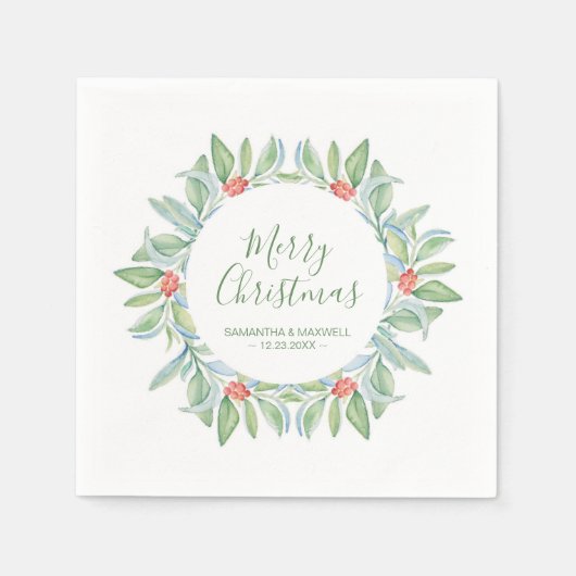 Serviette En Papier Papier vert de Noël Napkin (Devant)