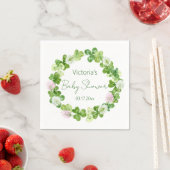 Serviette En Papier Papier vert de verdure en fleurs Napkin (En situation)