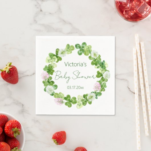 Serviette En Papier Papier vert de verdure en fleurs Napkin (En situation)