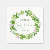 Serviette En Papier Papier vert de verdure en fleurs Napkin (Devant)