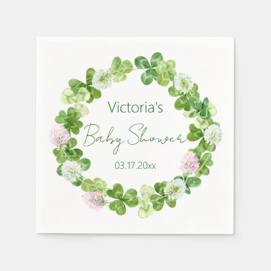 Serviette En Papier Papier vert de verdure en fleurs Napkin (Devant)
