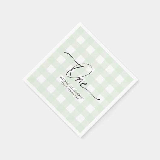 Serviette En Papier Papier vert En vichy premier anniversaire Napkin (Coin)