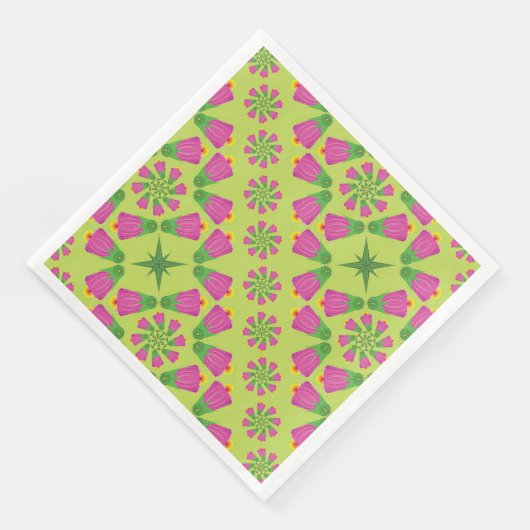Serviette En Papier Papier vert rétro Bell Flower Mandalas (Coin)