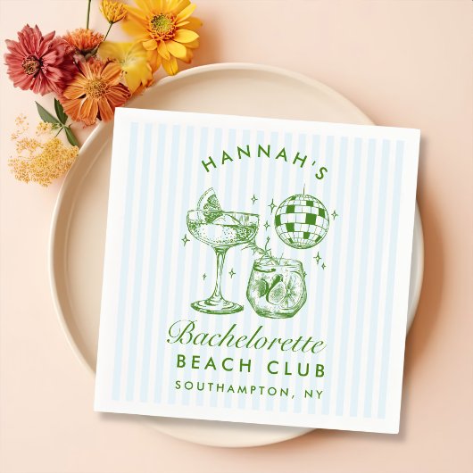 Serviette En Papier Papier vert rétro moderne Bachelorette