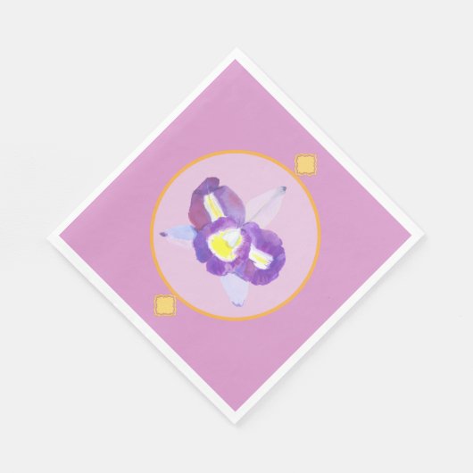 Serviette En Papier Papier violet et jaune orchidée (Coin)