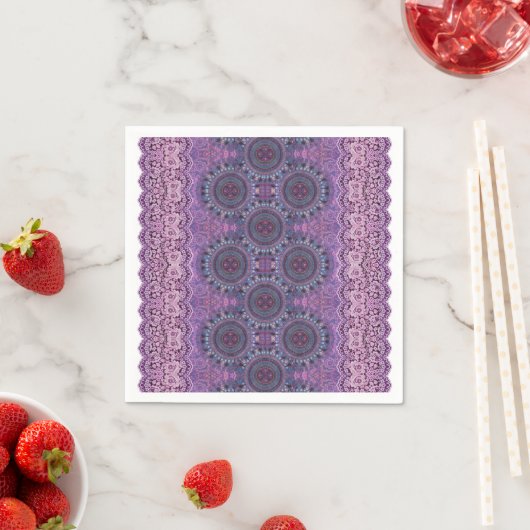 Serviette En Papier Papier violet style Boho Napkin (En situation)