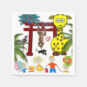 Serviette En Papier Papier, Zoo Giraffe Monkey Panther (Devant)
