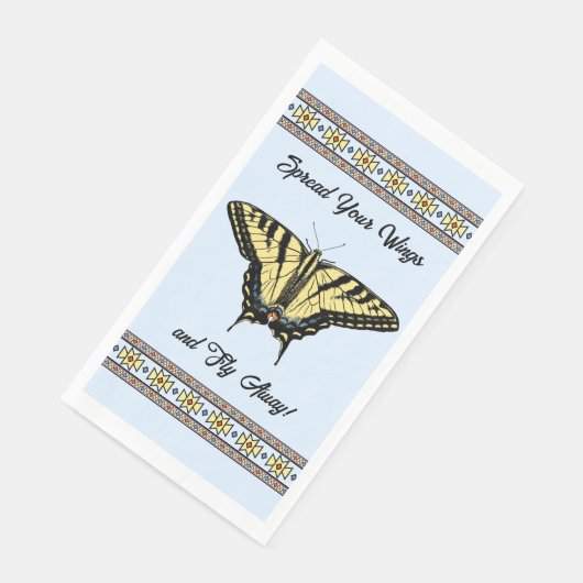 Serviette En Papier Papillon à queue jaune personnalisé (Coin)