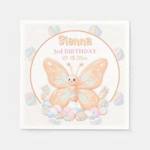 Serviette En Papier Papillon Anniversaire Sorbet de Pêche