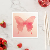 Serviette En Papier Papillon aquarelle - Corail et Pêche (En situation)