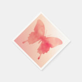 Serviette En Papier Papillon aquarelle - Corail et Pêche (Coin)