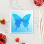 Serviette En Papier Papillon aquarelle - Nuances de bleu ciel (En situation)