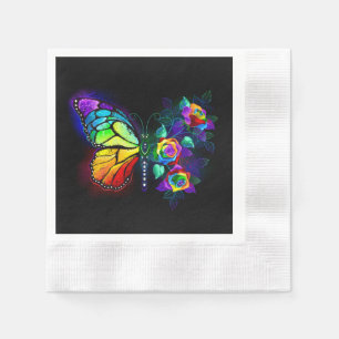 Serviette En Papier Papillon arc-en-ciel