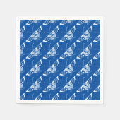 Serviette En Papier Papillon Art déco stylisé, bleu cobalt et blanc (Devant)