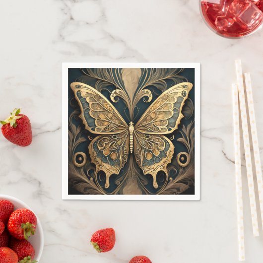Serviette En Papier Papillon Art nouveau (En situation)
