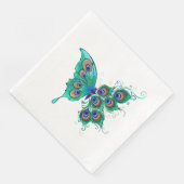 Serviette En Papier Papillon aux plumes de paon vert (Coin)