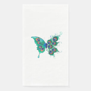 Serviette En Papier Papillon aux plumes de paon vert