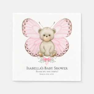 Serviette En Papier Papillon Bébé ours fille Baby shower serviettes