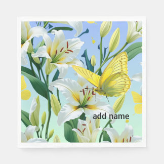 Serviette En Papier Papillon blanc Lily jaune de la serviette