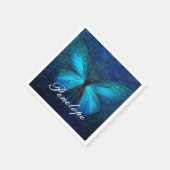 Serviette En Papier Papillon bleu de la joie et de la chance (Coin)
