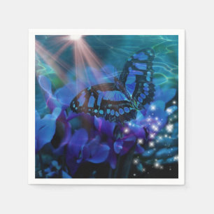 Serviette En Papier Papillon bleu magique